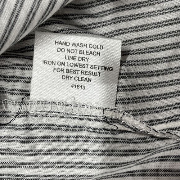 Boho Blouse Womens Medium Blue Striped Embroidery Open Front Top Farmhouse NWT - Picture 10 of 15